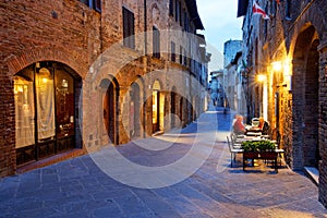 SAN GIMIGNANO, TUSCANY, ITALY, 20 JULY, 2020: Medieval architecture of San Gimignano, Tuscany, Italy.