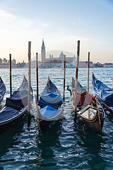 San Giorgio Maggiore church from Piazza San Marco, gondola, Venice, Italy