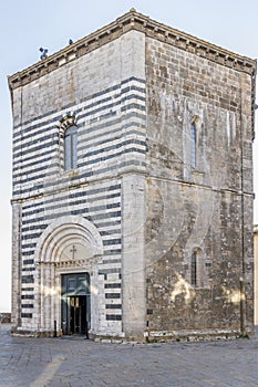 san Giovanni Battista baptistery entrance side, Volterra, Italy