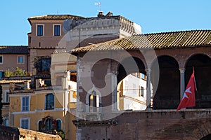 San Giovanni Battista dei Cavalieri di Rodi church and Ordinariato Militare per l`Italia bell tower. Rome, Italy