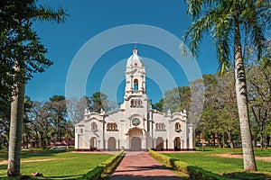 San Ignacio Guazu, Misiones, Paraguay - Front View of the Church in San Ignacio Guazu, Misiones, Paraguay