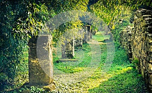 San Ignacio Mini, Argentina - Pathway by the Jesuit Mission Ruins at San Ignacio Mini UNESCO World Heritage