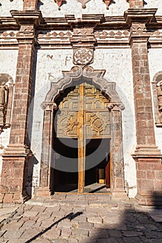 Entrance to the San Ignacio Mission in Baja photo