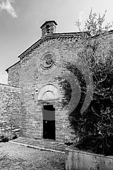 San Jacopo church fachade at San Gimignano BW photo