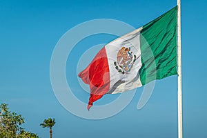 Closeup of open National flag, San Jose del Cabo Centro, Mexico photo