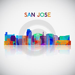 San Jose skyline silhouette in colorful geometric style. photo