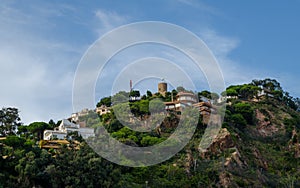 San Juan castle, on top of the mountain, Blanes, Costa Brava. Panoramic view