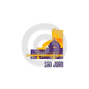 San Juan city emblem. Colorful buildings.