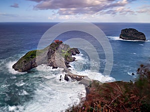 San Juan de Gaztelugatxe, old church dedicated to John the Baptis, Spain photo