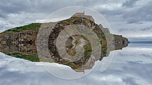 San Juan de Gaztelugatxe mirror timelapse, loop-ready