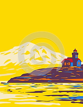 San Juan Islands Archipelago in Pacific Northwest Between Washington State and Vancouver Island Canada USA WPA Poster Art
