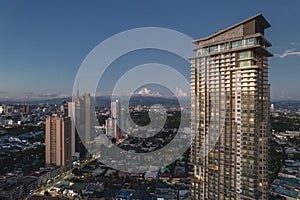 San Juan, Metro Manila, Philippines - A high-end condominium at the Greenhills shopping complex, with other condo towers