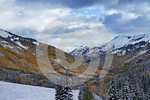 San Juan Mountains in Fall Colors and Snow, Colorado