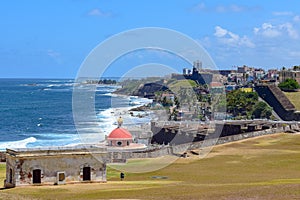 San Juan, Puerto Rico - April 02 2014: Coastline view in Old San Juan photo