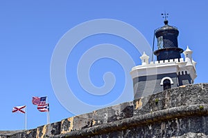 San Juan, Puerto Rico - April 02 2014: Lighthouse of the Castillo San Felipe del Morro photo