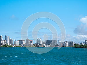 San Juan, Puerto Rico skyline on Condado Beach photo