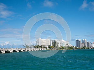 San Juan, Puerto Rico skyline on Condado Beach photo