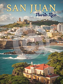 San Juan Puerto Rico Vintage Travel Poster photo