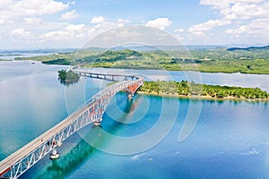San Juanico Bridge: The Longest Bridge in the Philippines. Road bridge between the islands, top view photo