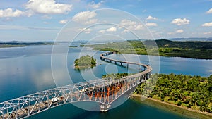 The San Juanico Bridge, view from Leyte, towards Samar. Philippines