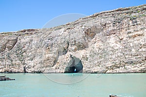 San Lawarenz, Malta: View of Inland Sea Divesite and rock at Gozo island in Malta.