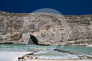 San Lawarenz, Malta: View of Inland Sea Divesite and rock at Gozo island in Malta.