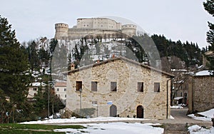 San Leo town with the fortress on the background. Italy