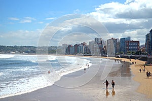 San Lorenzo beach at Gijon, Spain photo