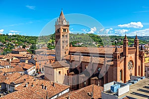 San Lorenzo Cathedral as seen from above in Alba, Italy. photo
