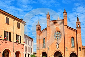 San Lorenzo cathedral exterior view in Alba, Italy. photo