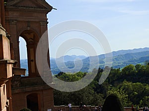 San Luca Church and the Tuscan hills