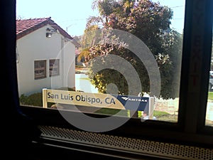 San Luis Obispo, California Amtrak Signage from Train