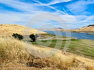 San Luis Reservoir View in Summer Season, Merced County, California, USA.
