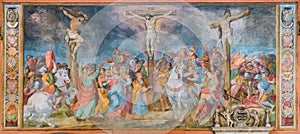 Crucifixion fresco by Giovanni Battista Ricci in the Church of San Marcello al Corso. Rome, Italy photo