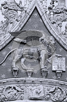 San Marco Campanile, the lion details, Venice, Italy