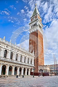 San Marco campanile on Saint Mark square in Venice photo