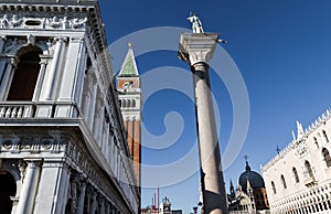 San Marco place with campanile and blue sky