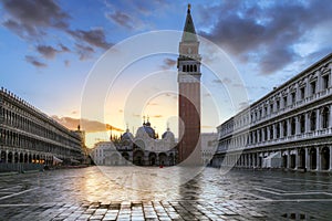 San Marco square at sunrise in Venice, Italy