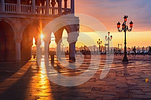 San Marco square at sunrise, Venice, Italy