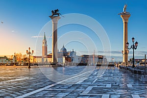San Marco square at sunrise in Venice, Italy,