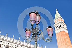 San Marco Square - Venice Italy / Doge Palace and bell tower of St. Mark in Piazza San Marco (St. Mark Square) in the city of Vene