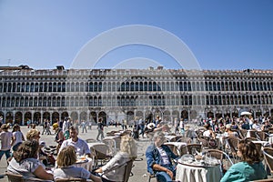 San Marco Square, Venice, Italy - people chilling.