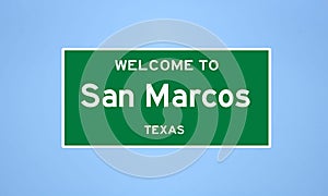 San Marcos, Texas city limit sign. Town sign from the USA.