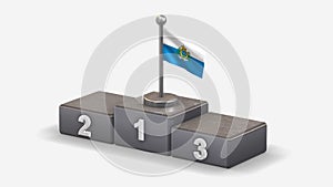 San Marino 3D waving flag illustration on winner podium.