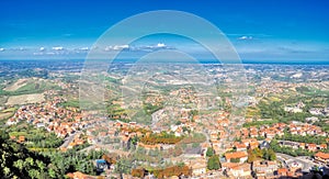 San Marino city view from above during the day