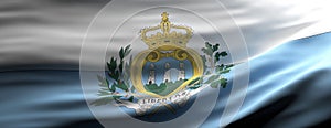 San Marino national flag waving texture background. 3d illustration