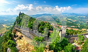 San Marino. Old castle tower in San Marino. Famous landmark of San Marino Cesta or Fratta second tower photo