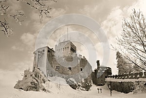 San marino's castle in winter