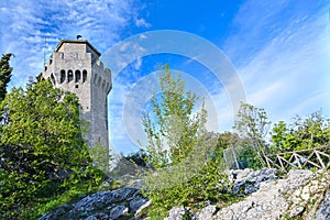 San marino third tower in a grandangular view