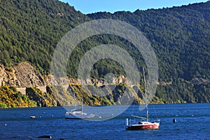 san martin de los andes town, neuquen argentina-landscape and coast of lake lakar